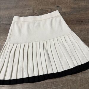 Freshman Cream Pleated Mini Skirt with Black Trim